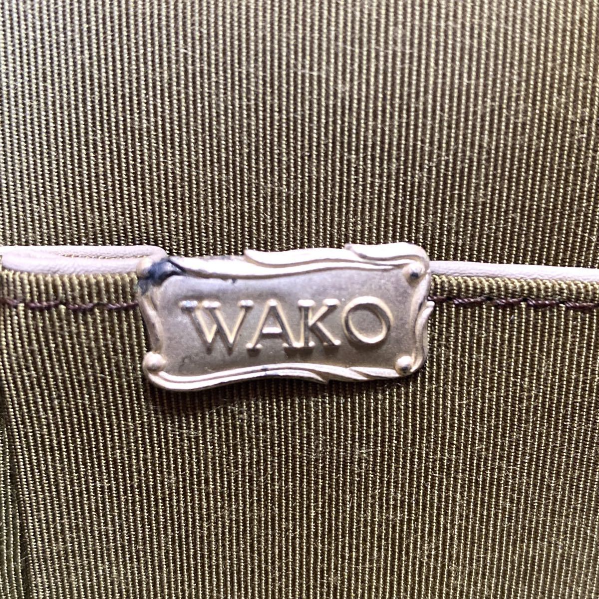 美品 WAKO ワコウ 銀座 和光 グレージュ シルバー金具 がま口 フォーマル レザー ハンドバッグ トートバッグ ショルダーバッグ 1