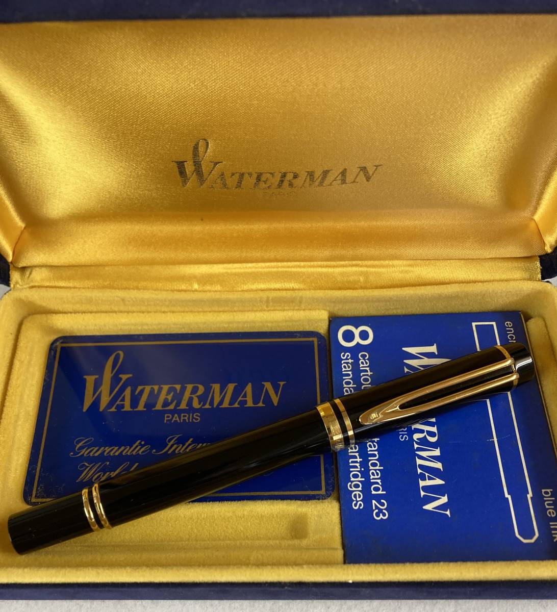 1円スタート！【美品】ウォーターマン WATERMAN 万年筆 1883-1983 18K 750品 ブラック・ゴールド