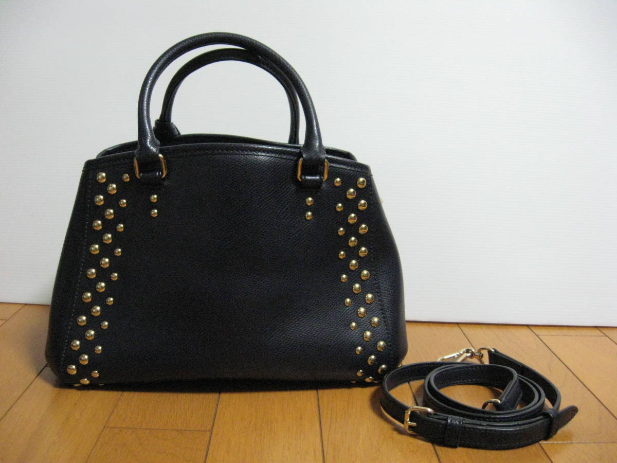  beautiful goods prompt decision rare Coach COACH handbag / diagonal .. shoulder bag 2way 35217 studs navy blue color small ma-goto