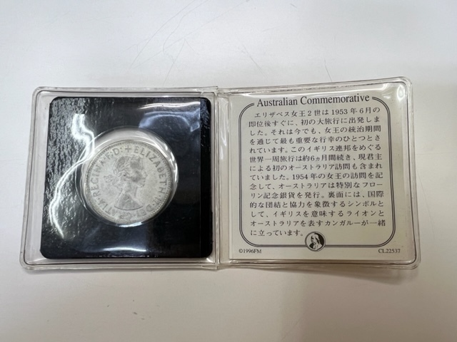 1954年 オーストラリア エリザベス2世／1フローリン銀貨 ライオン＆カンガルー 認定書付の画像2