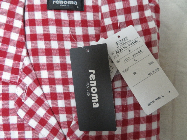 新品タグ付き renoma PARIS レディース パジャマ チェック柄 赤 L