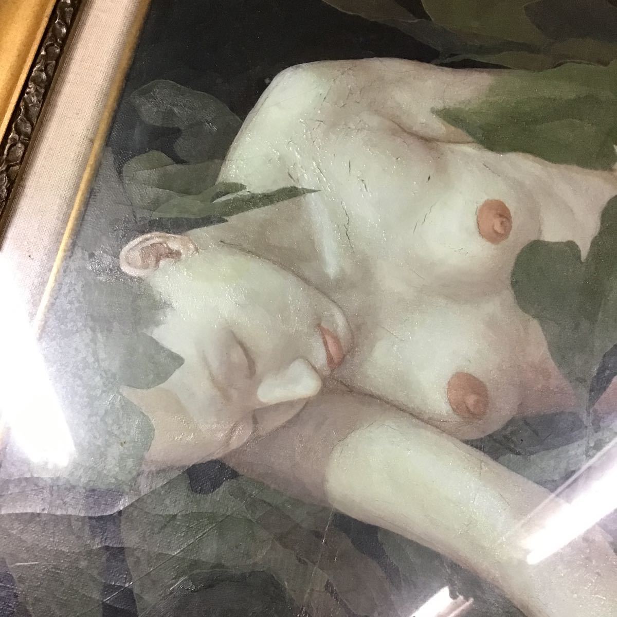 【真作】佐々木信平 美人画 裸婦画 高級額装 油彩 8号サイズ 二紀会常任理事の画像5