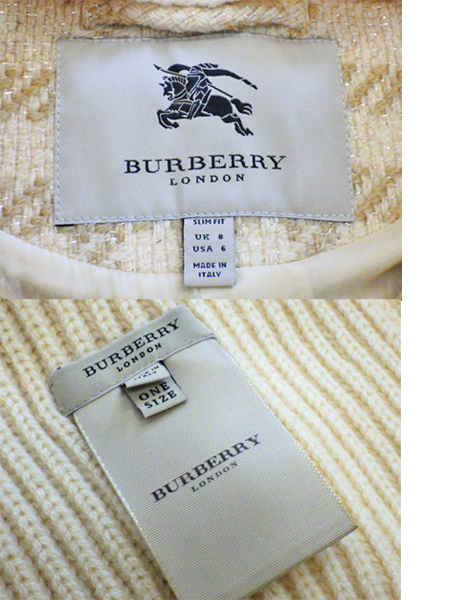 美品 BURBERRY バーバリー ダブルブレスト ノーカラーコート ストール付き #UK8 USA6 ラメチェック ベージュ系 ラメ混 ノバチェック_画像8