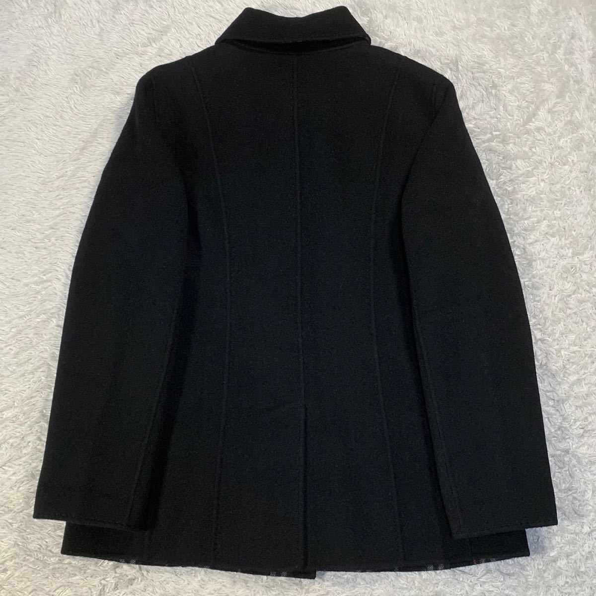極 バーバリー ロンドン ウール カシミヤ ブルゾン ノバチェック 黒 L ...