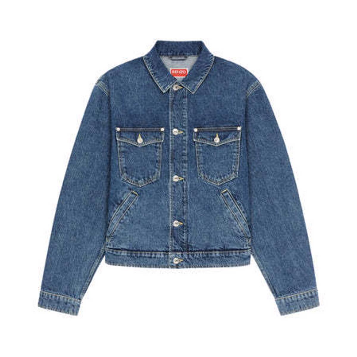  новый товар не использовался KENZO 22SS Boke Flower Embroidered Denim Trucker Jacket NIGO период Kenzo выцветание цветок embro Ida -do Denim жакет S