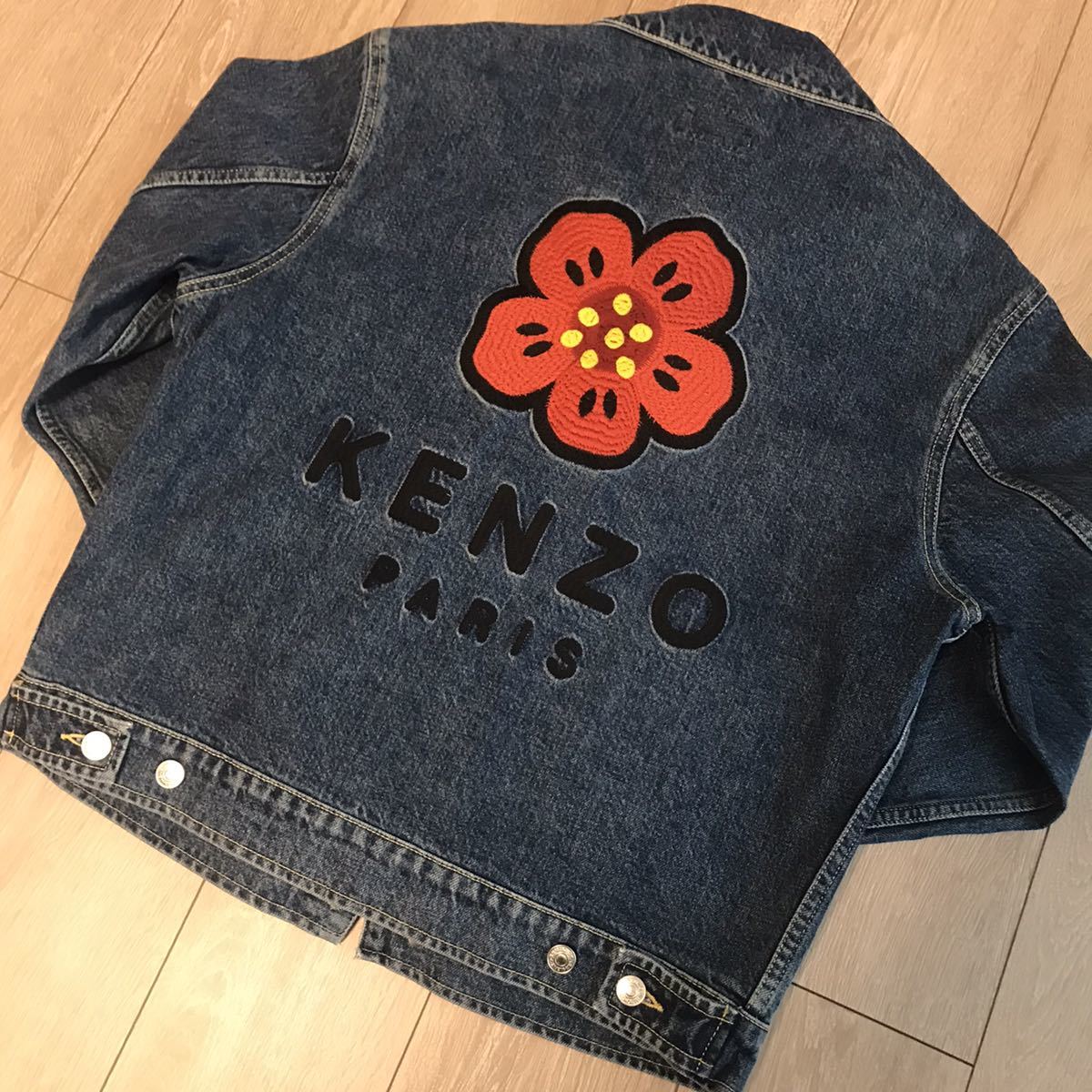  новый товар не использовался KENZO 22SS Boke Flower Embroidered Denim Trucker Jacket NIGO период Kenzo выцветание цветок embro Ida -do Denim жакет S