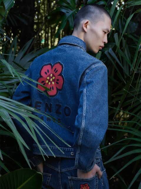  новый товар не использовался KENZO 22SS Boke Flower Embroidered Denim Trucker Jacket NIGO период Kenzo выцветание цветок embro Ida -do Denim жакет S