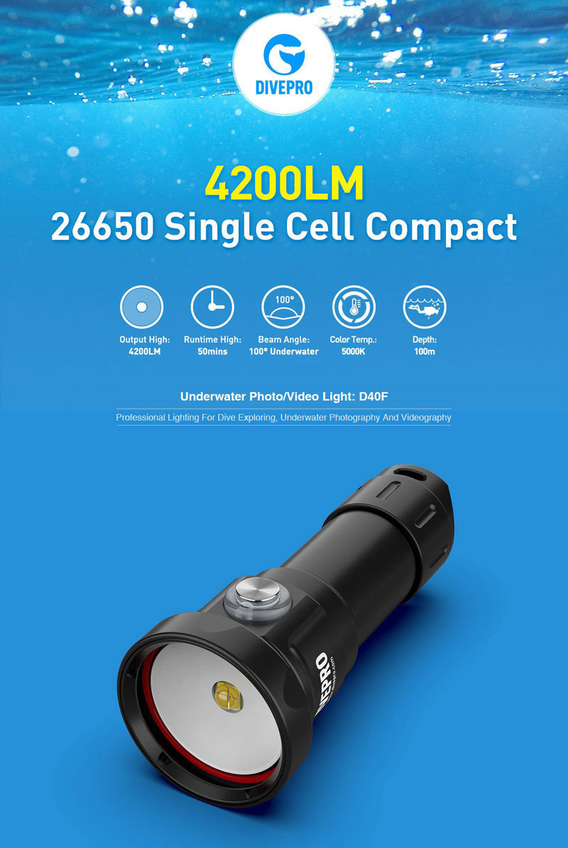 DIVEPRO( большой b Pro )D40F 4200 люмен фото свет подводный LED свет широкий 
