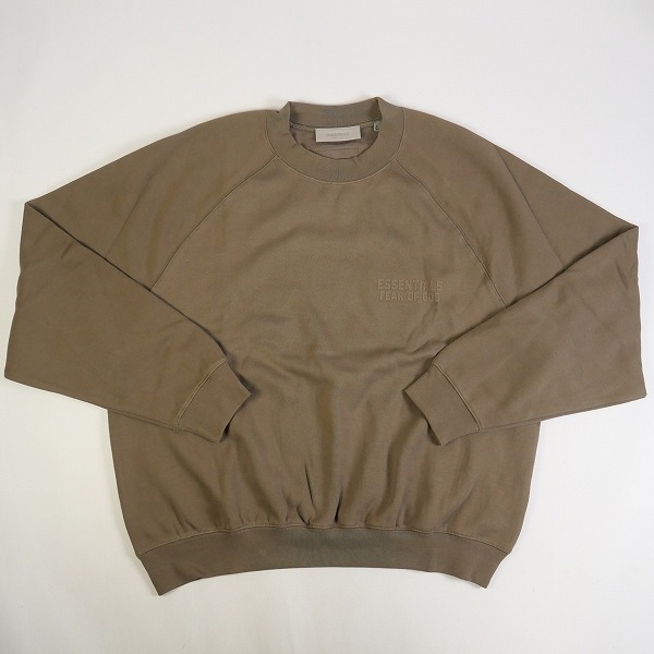 リアル Size 茶 クルーネックスウェット WOOD CREWNECK ESSENTIALS