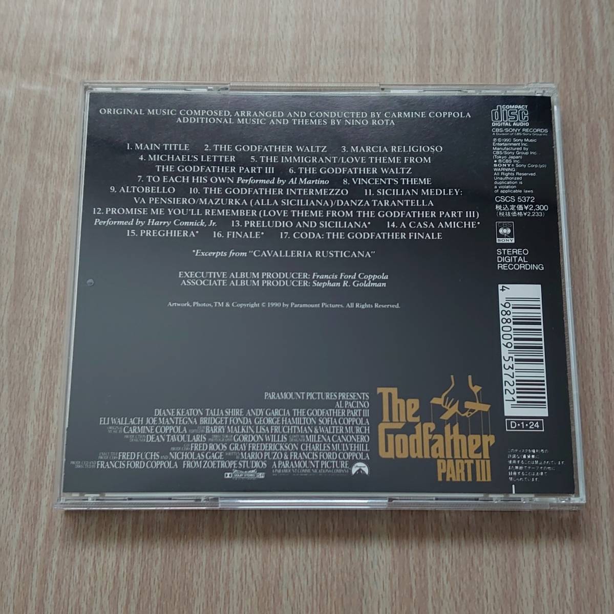 ゴッドファーザー パート3 オリジナル・サウンドトラック　CD_画像4