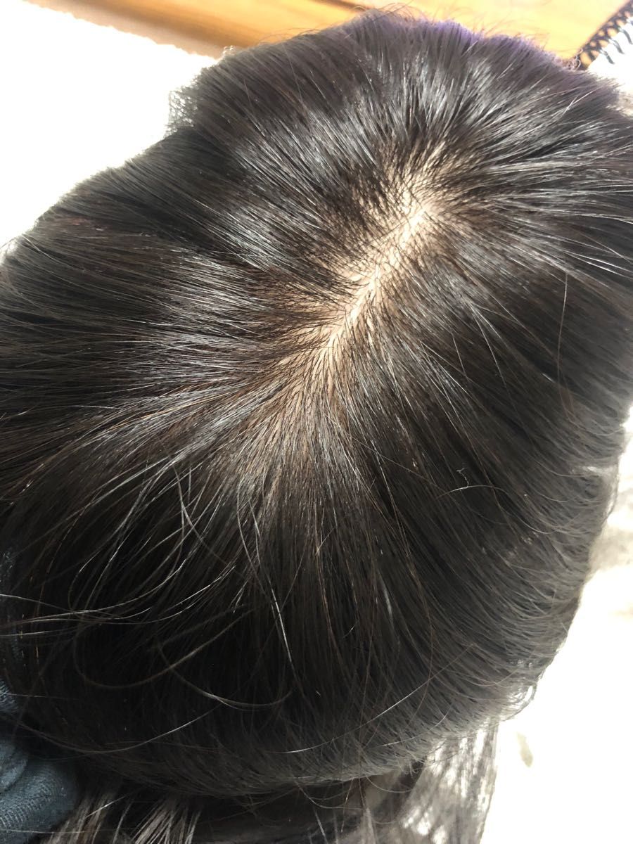 【26cmタイプ】前髪付き総手植え人毛100%ナチュラルブラック　ヘアピース