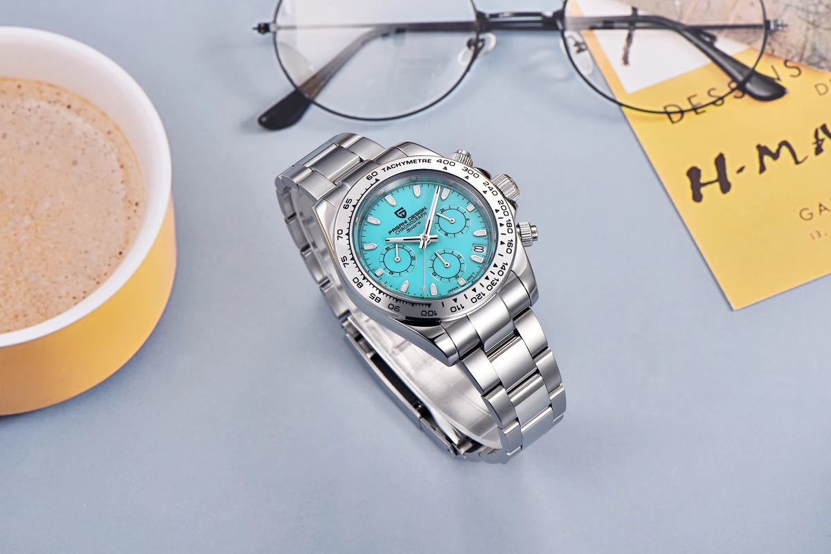 【日本未発売 アメリカ価格40,000円】PAGANI デイトナオマージュ クロノグラフ搭載 アイスブルー メンズ腕時計 ロレックスオマージュ