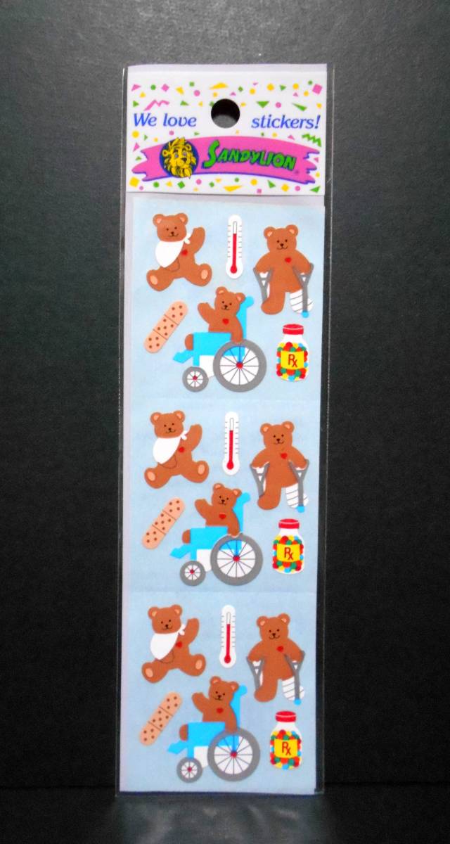 【激レア!!】 サンディライオン 治療 ベア ケガ 車椅子 bear ベアー クマ 動物 1シート シール ステッカー カナダ SANDYLION Sticker (1)_画像1