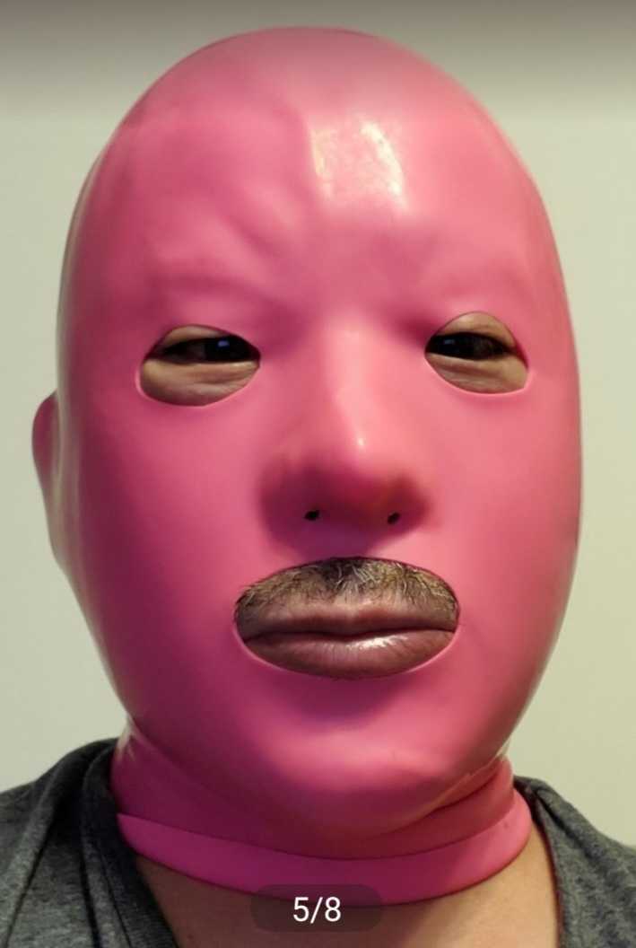 値下げイギリスSecret latex社製ピンク鋳造全頭マスク