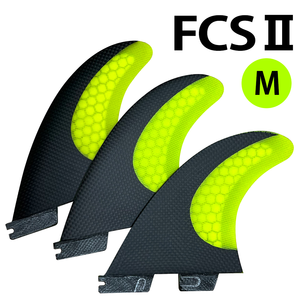 FCS2フィン★ハニカムコア ファイバーカーボントライフィン3枚セットMサイズ M5/G5/PC5/AM2 パフォーマー サーフィンショートボード