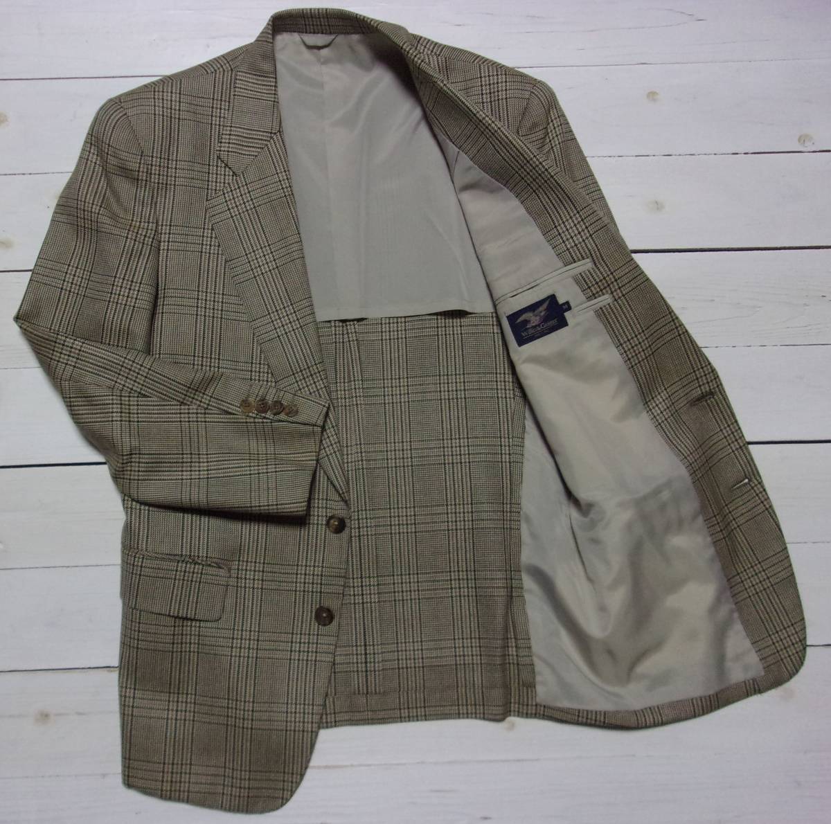 ウィリス＆ガイガー テーラード ジャケット M willis&geiger チェック ウィルス ブラウン jacket blazer ブレザー w&g 2つボタン 春物 秋物_画像6