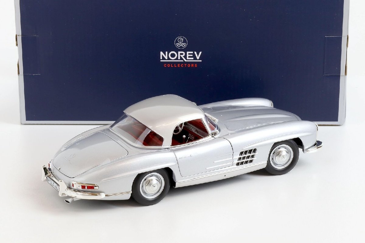 ノレブ 1/18 メルセデス ベンツ 300 SL ロードスター 1957 シルバー NOREV MERCEDES BENZ フル開閉機構 183890_画像7