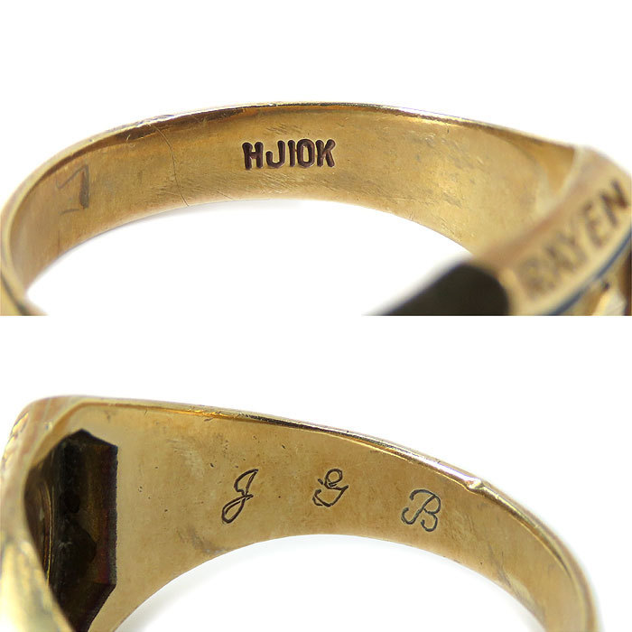  free shipping HJ company manufactured college ring 18.5 number 10K Vintage 1953\'s RAYEN HIGH SCHOOL College Ring stone none simple excellent article pawnshop 22k4-5