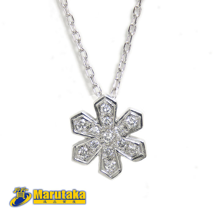 送料無料 ヴァンドーム 雪の結晶 ダイヤモンド プラチナ ネックレス Pt850 Pt900 逸品質屋 丸高 20-143-2