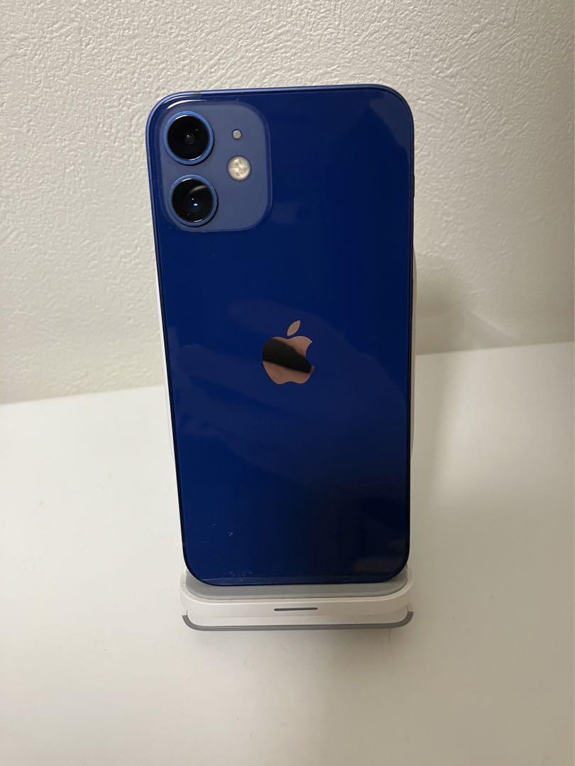 ☆ 美品 iPhone 12 mini ブルー 128 GB sim フリー 純正レザーケース おまけ有りの画像1
