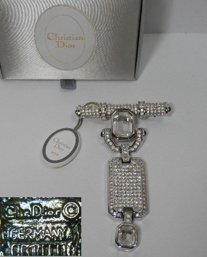 Christian Diorクリスチャン ディオール 銀色 ラインストーン ビンテージ0103V6G