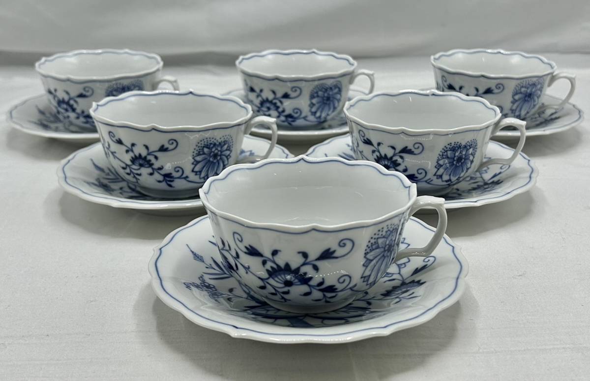 ⑩Meissen マイセン ブルーオニオン カップ&ソーサー 6客セット 洋食