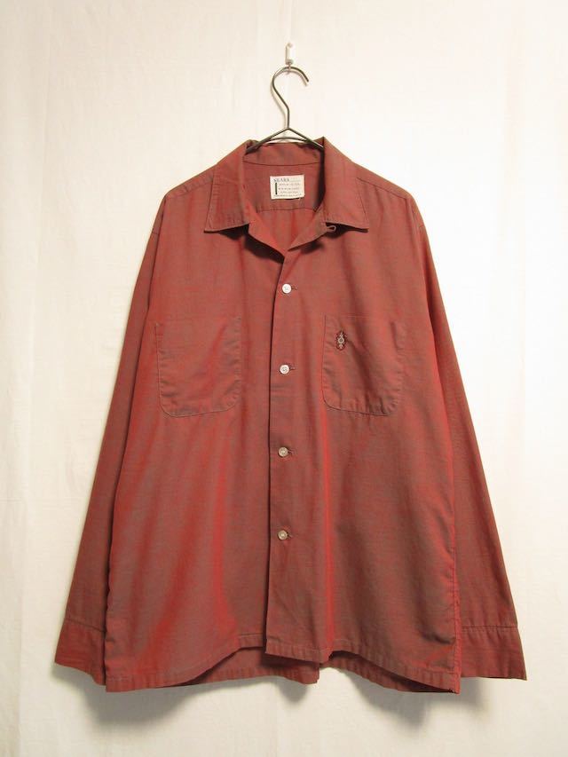 1960's〜70's SEARS vintage box silhouette open collar shirt オープンカラーシャツ 長袖シャツ ビンテージシャツ_画像1