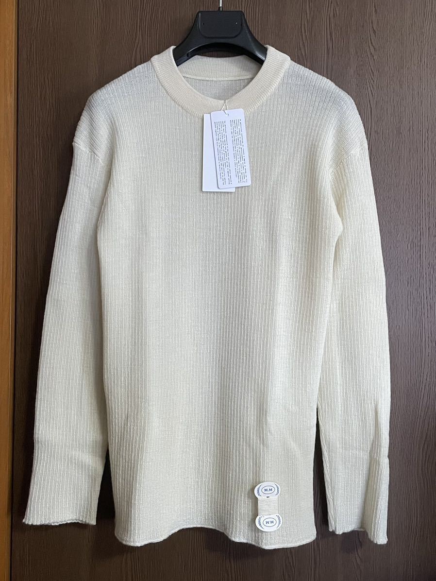 M新品77%off メゾンマルジェラ ウール リブ ロング ニット セーター 22SS size M 46 Maison Margiela 10 メンズ 長袖 アイボリー_画像1