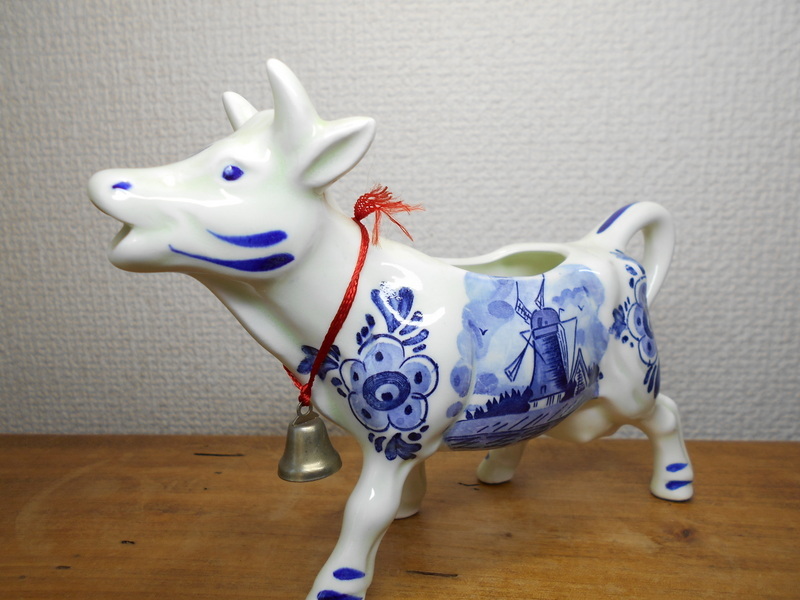 オランダ ヴィンテージ 牛 ウシ クリーマー 陶器 置物 陶器製 検索） フラワーベース 花瓶 花器 小物入れの画像1