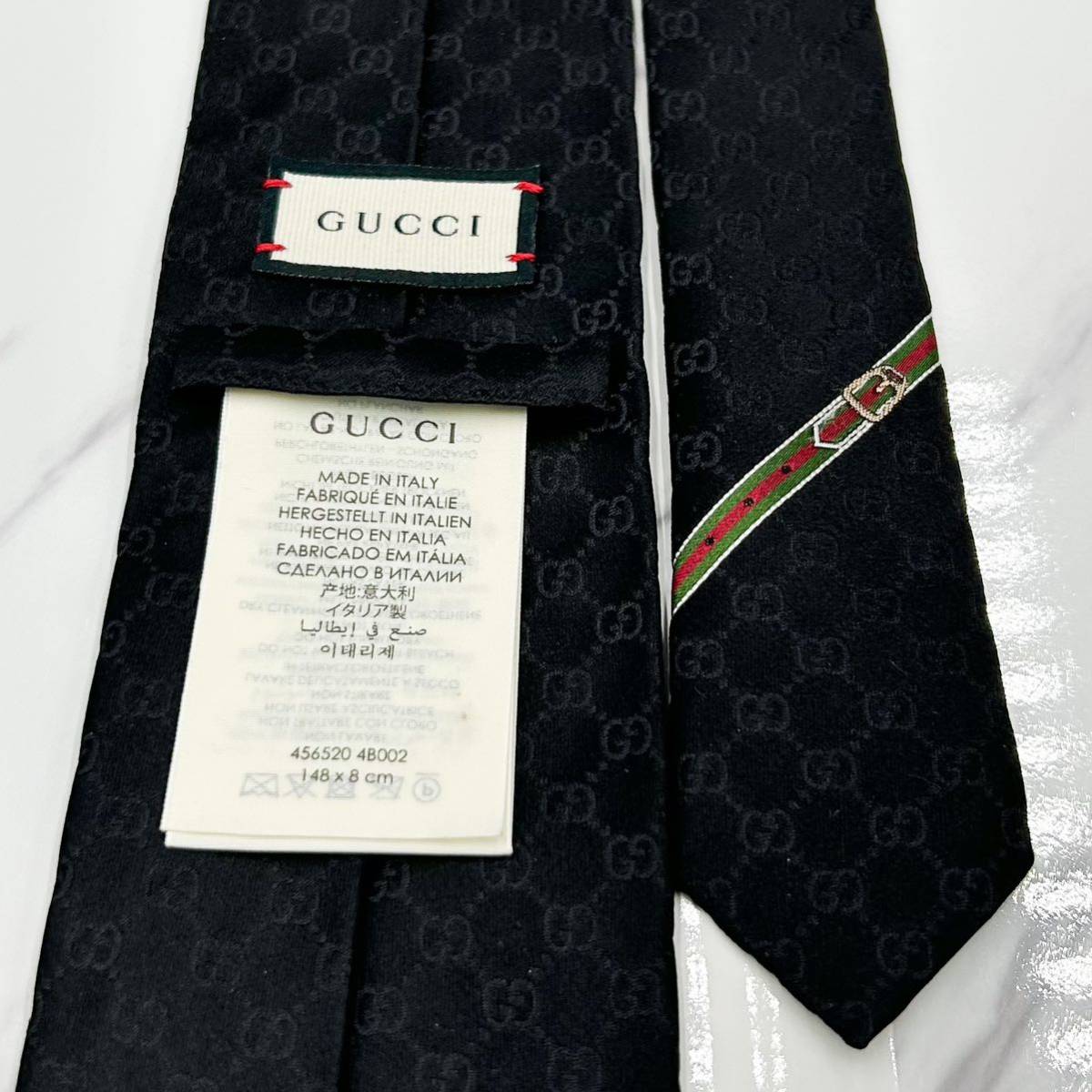 激レア 美品 ネクタイ GUCCI グッチ 現行 シルク100% GG柄 シェリー