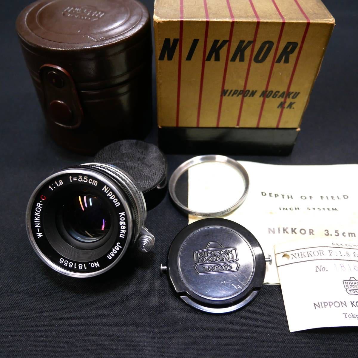 W-NIKKOR .C 1:1.8 f=3.5cm 外箱ケース付 NIKKOR Nippon Kogaku Japan NIKON レンズ カメラ ニコン ニッコール_画像1