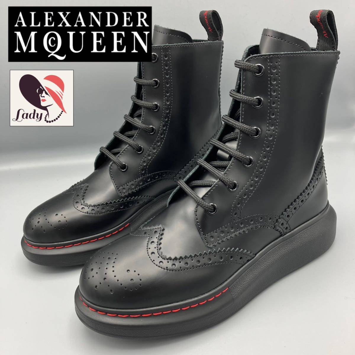 ◆◆未使用 サイズ36.0 jp23.0 ALEXANDER MCQUEEN ☆アレキサンダーマックイーン ブーツ レースアップ ブラック