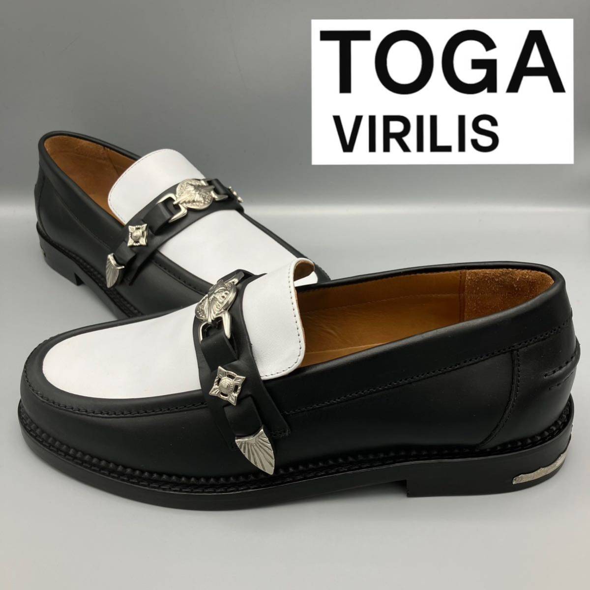 TOGA VIRILIS レザー メタル ローファー-