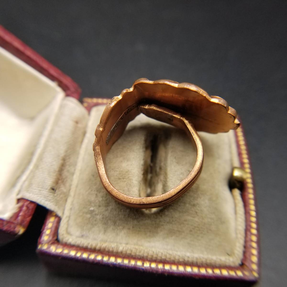 銅製 スプーンリング 曲線 ソリッドカッパー ヴィンテージ リング アールデコ 指輪 ビンテージ アクセサリー コスチュームジュエリー Av3の画像4
