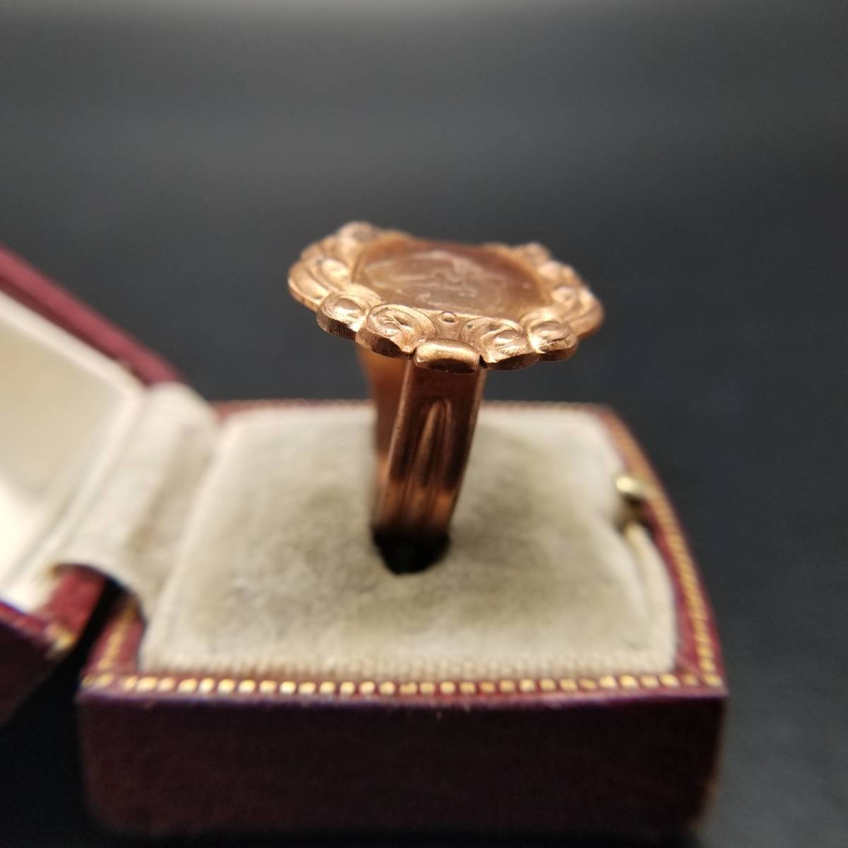 銅製 スプーンリング 曲線 ソリッドカッパー ヴィンテージ リング アールデコ 指輪 ビンテージ アクセサリー コスチュームジュエリー Av3の画像3