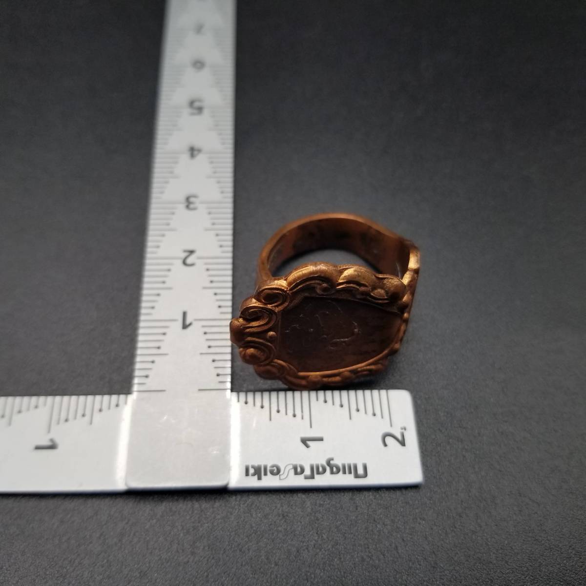 銅製 スプーンリング 曲線 ソリッドカッパー ヴィンテージ リング アールデコ 指輪 ビンテージ アクセサリー コスチュームジュエリー Av3の画像10
