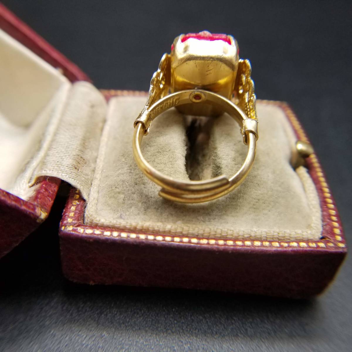 ピンクトップ エメラルドカット ゴールドトーン アールデコ ヴィンテージ リング 指輪 ビンテージ レトロ コスチュームジュエリー b1の画像5