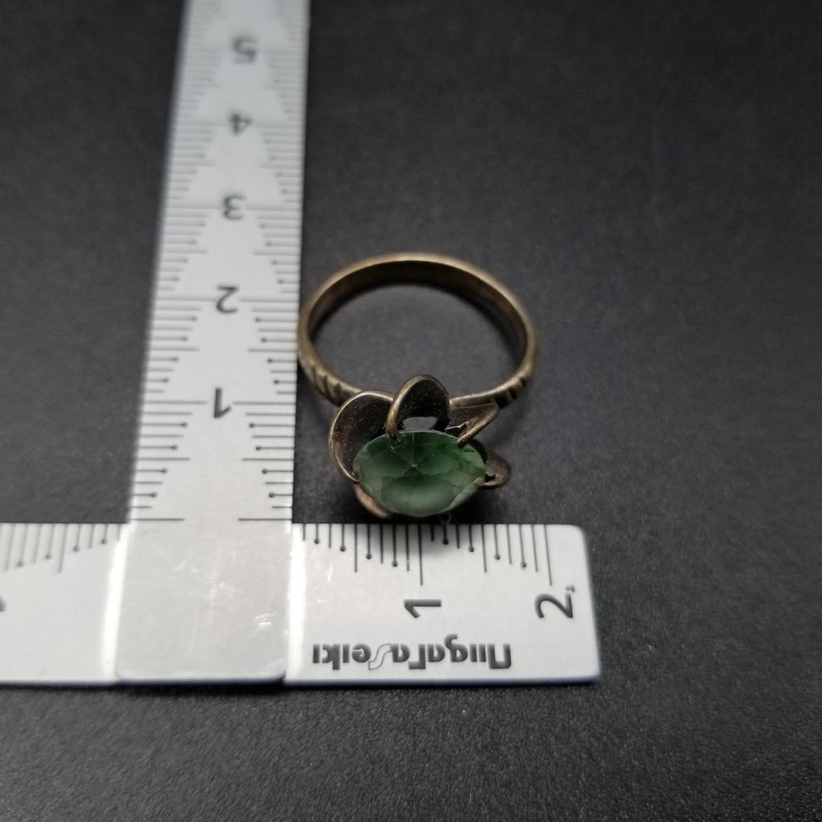 プレナイトカラー 925シルバー ヴィンテージ リング 指輪 銀 彫金 ビンテージ アクセサリー 薄い緑 グリーン系 X1_画像9