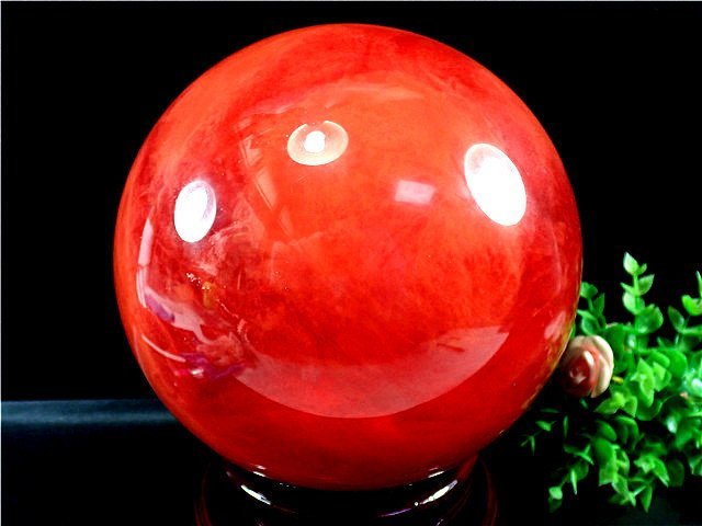 日本未発売】 約 5680g 約151mm超綺麗赤水晶丸玉B73E1/166E28a 置物 