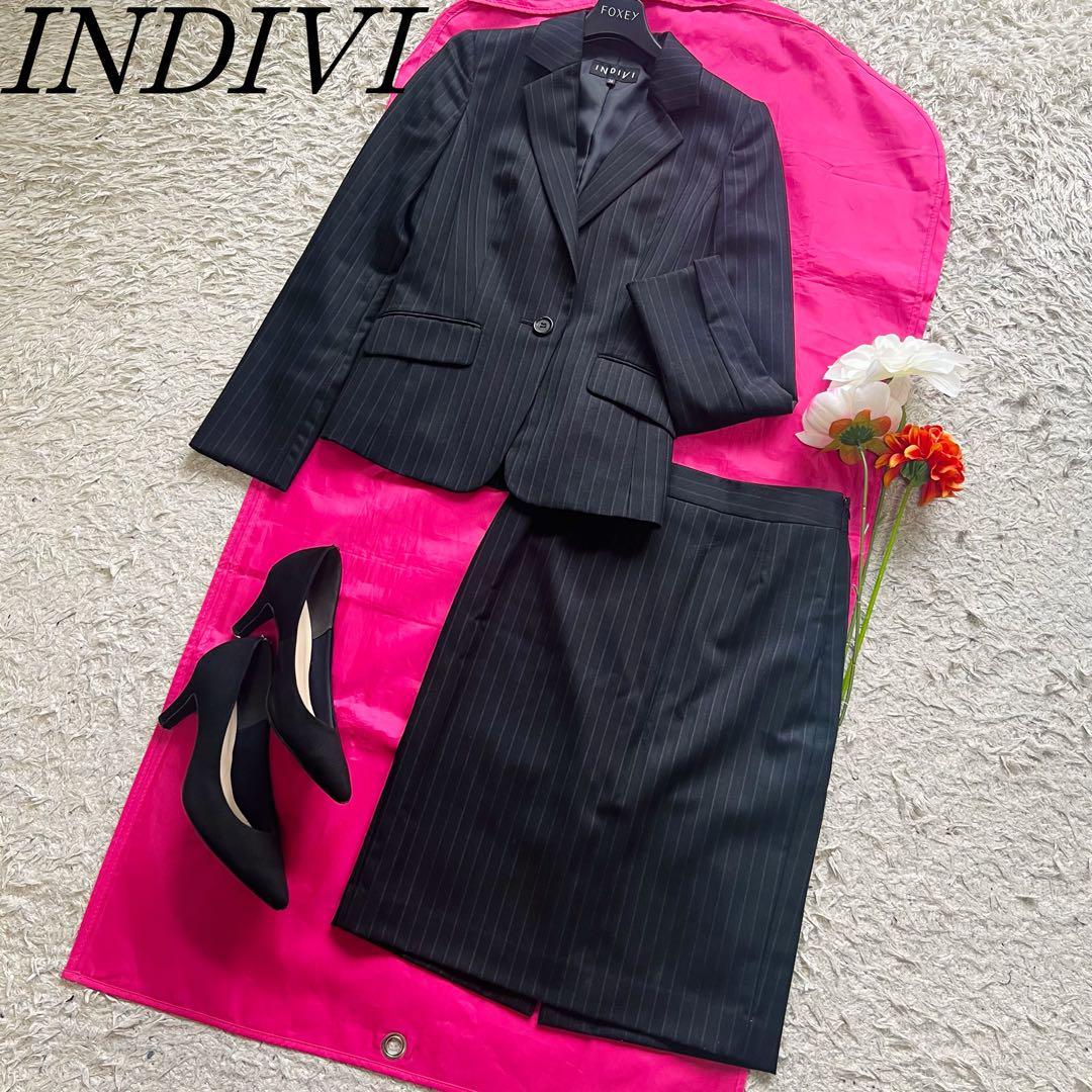 美品】INDIVI セットアップ スカートスーツ ジャケット 36 ブラック