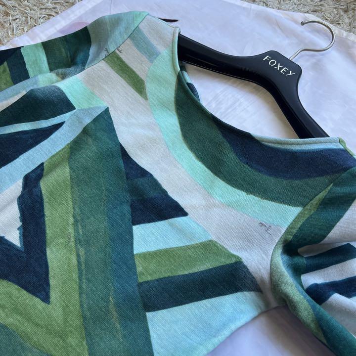 良品】EMILIO PUCCI 膝丈ワンピース プッチ柄 グリーン 長袖 40