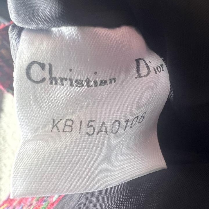 美品】Christian Dior ツイードジャケット ノーカラー レッド S