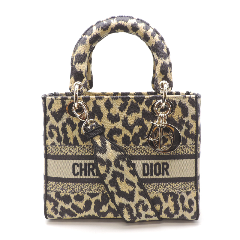 ［銀座店］Christian Dior クリスチャンディオール レディーディオール ミディアム ハンドバッグ 刺繍 レパード レディース DH73071