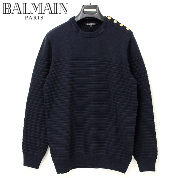 即納-96時間限定 BALMAIN バルマン パリ 肩ボタントレーナー ニット