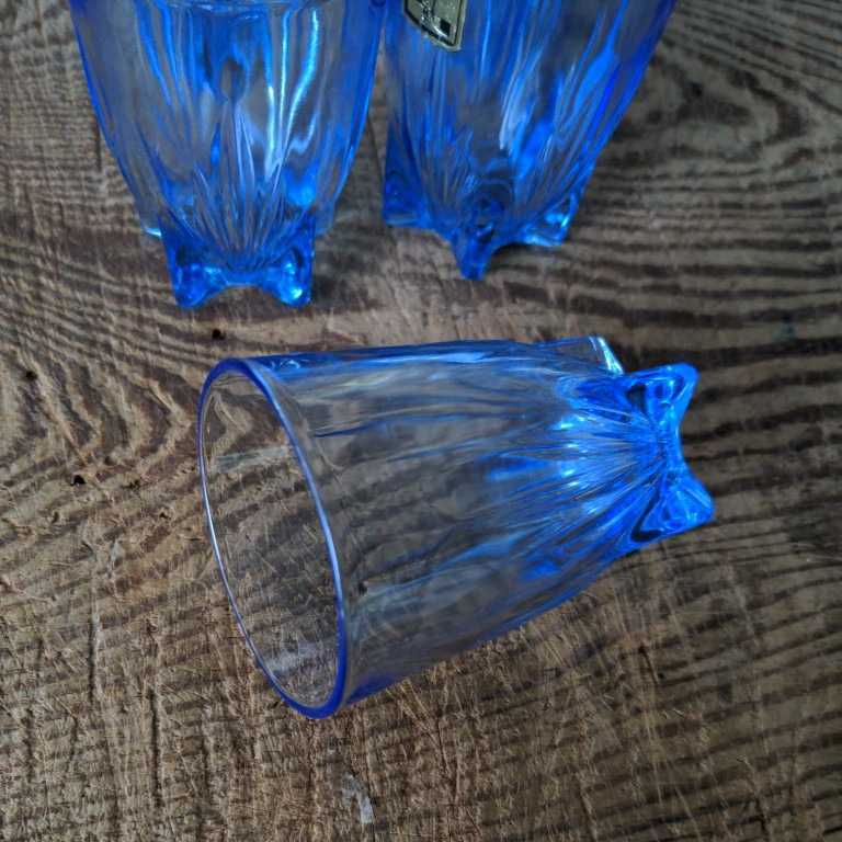 ガラスコップ ブルーガラス 昭和レトロの画像3
