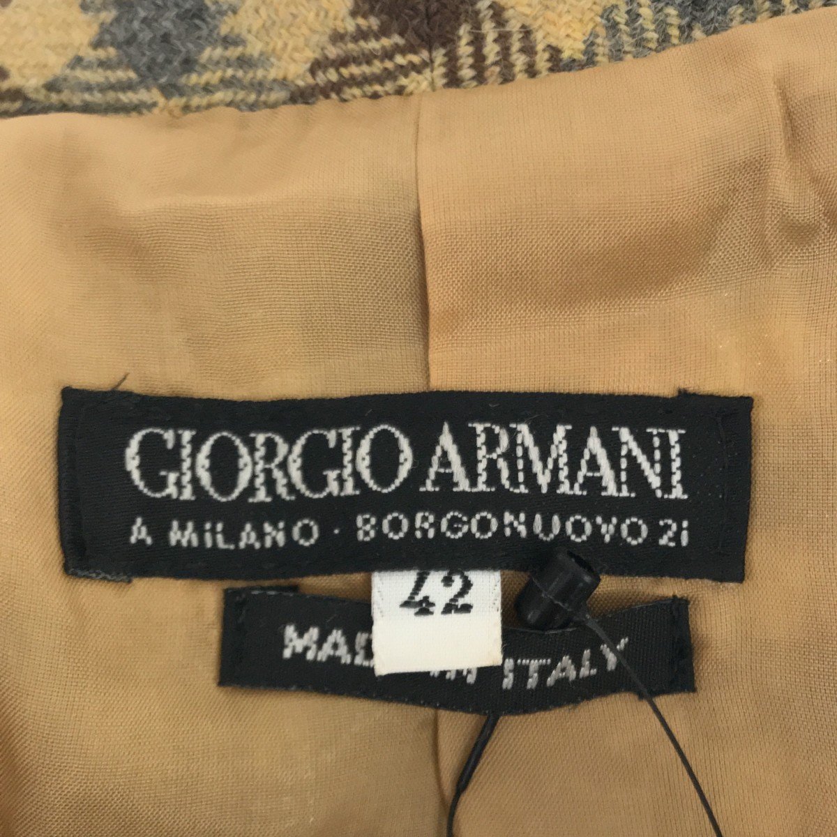 Giorgio Armani ジョルジオアルマーニ 【lay0730R】 ウールチェックジャケット アウター イエロー イタリア製 サイズ42 レディース CH_画像4