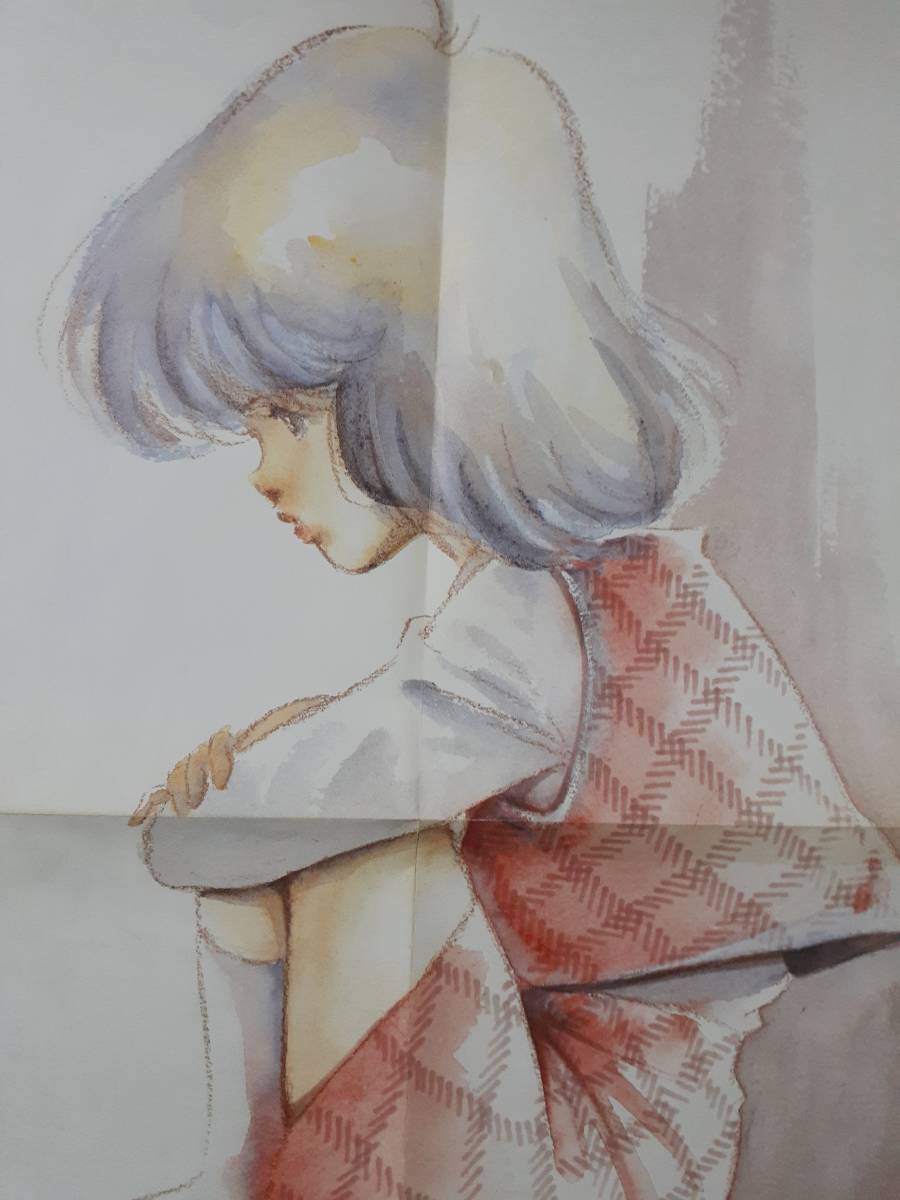 美樹本晴彦 カラー複製イラスト 額装「Her way home from school」＆美樹本晴彦 ポスター アニメージュ 1984年付録セット_画像7