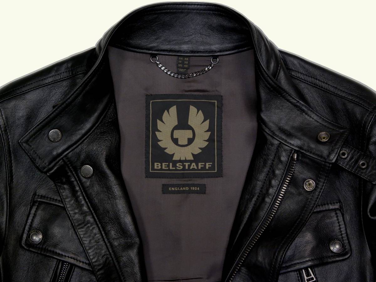 英BELSTAFF / レザーライダース＊50(XL) オイルドソフトカーフ革 4フラップ&2ジップポケット ウエストタブ ◎試着程度 ダメージなし 極美品_画像6