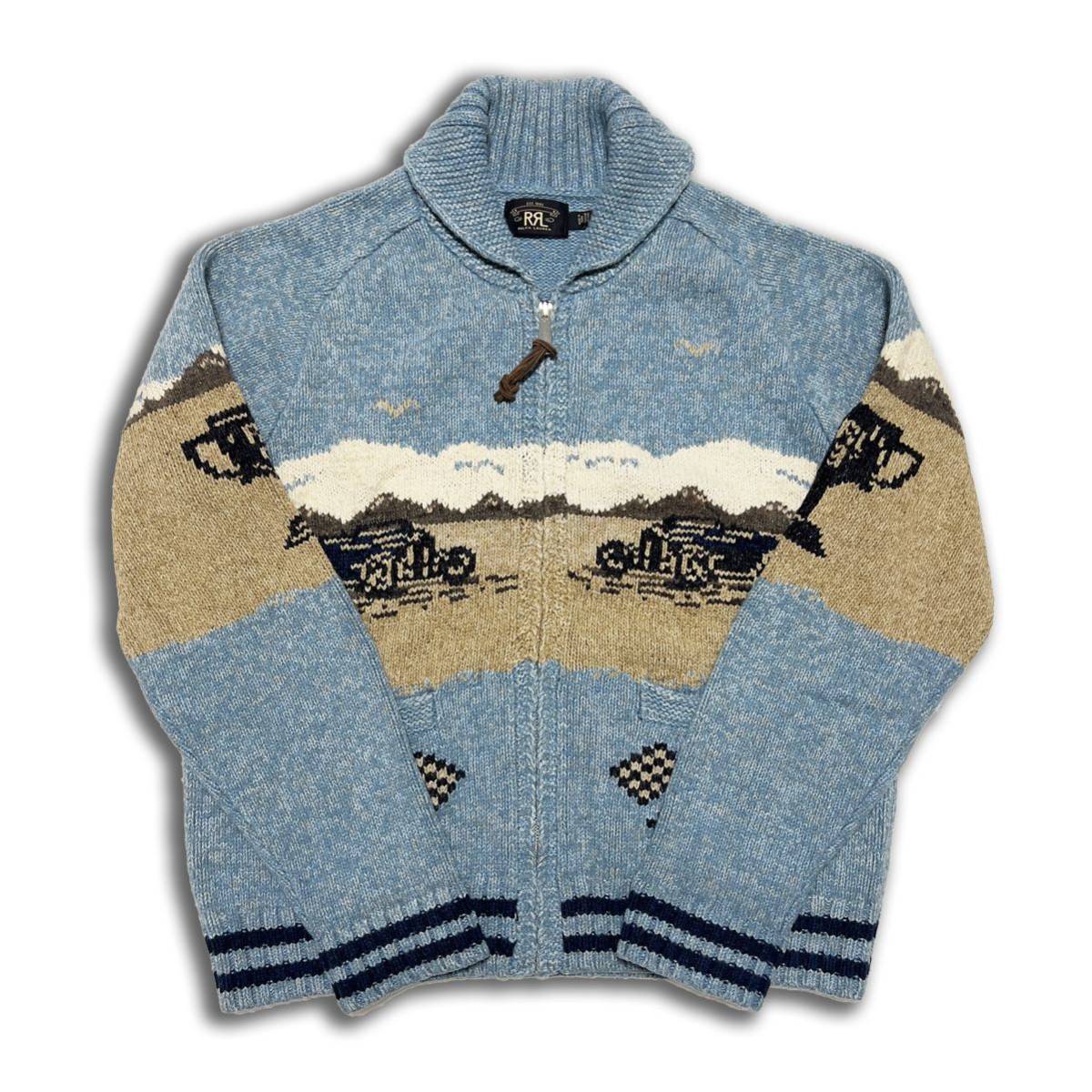 【名作】RRL Intarsia-Knit Shawl Cardigan XL ダブルアールエル インターシャニット ショール カーディガン ハンドニットの画像2