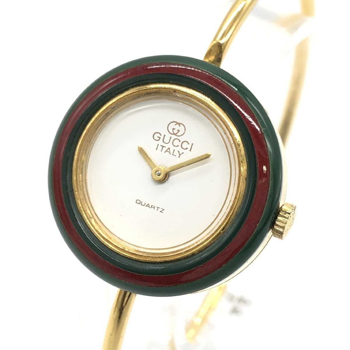 美品 箱付き グッチ GUCCI チェンジベゼル バングルウォッチ クオーツ